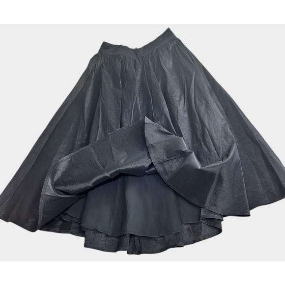 Forever 21 Black Full Midi Skirt Sz Small Lined Fashion Long Semi Structured - Picture 3 of 7